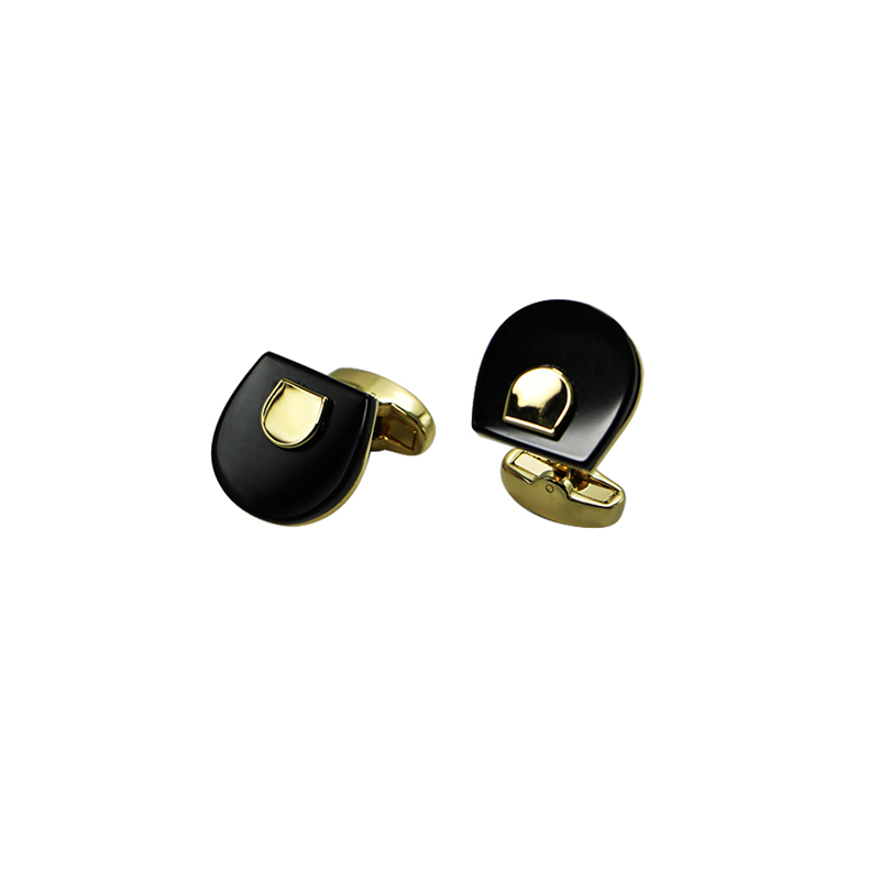 Black Agate Goldstyle Classic Cuff Links